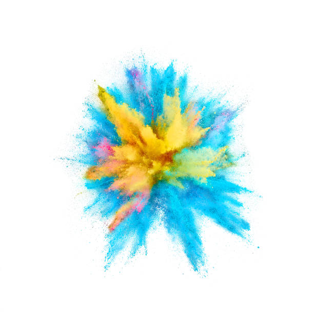 istock Colored powder explosion. Abstract closeup dust on backdrop. Colorful explode. Paint holi 1077069976