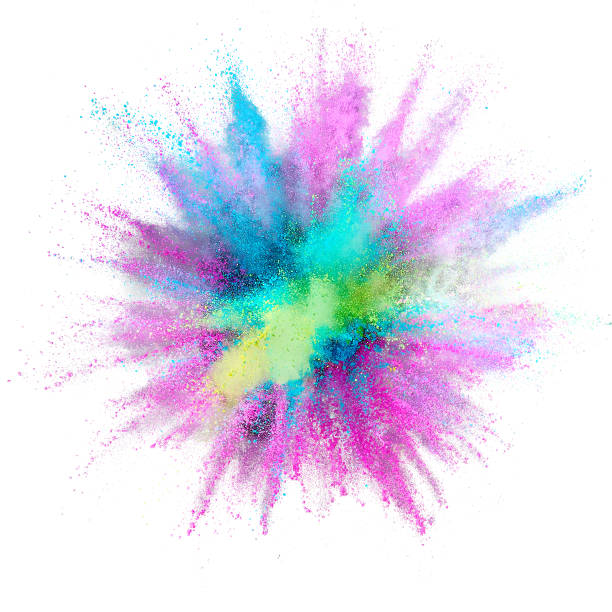istock Colored powder explosion. Abstract closeup dust on backdrop. Colorful explode. Paint holi 1077069986