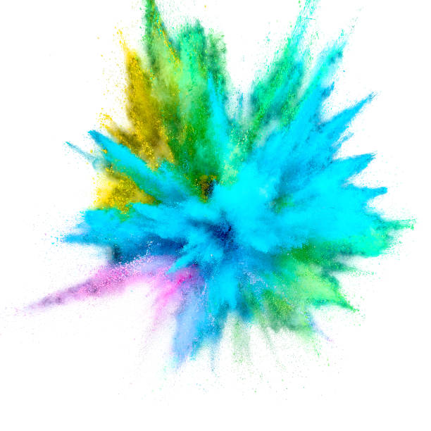 istock Colored powder explosion. Abstract closeup dust on backdrop. Colorful explode. Paint holi 1077069996
