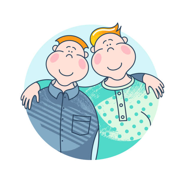 Ilustración de Día De Padres Padre E Hijo Personajes De Dibujos Animados  Atractivos y más Vectores Libres de Derechos de Adulto - iStock