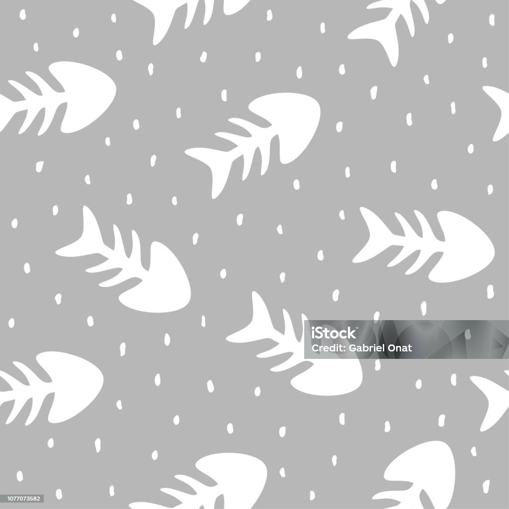 Bone Fish Pattern Illustrator Fish Bone Seamless Pattern Background Stock Illustration - Download ...