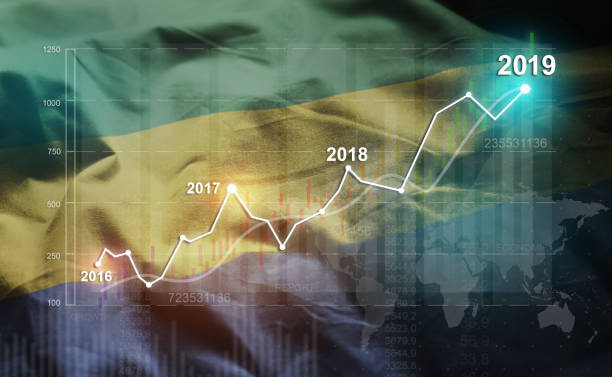 istock Growing Statistic Financial 2019 Against Gabon Flag 1077075948