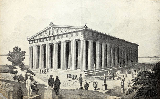illustrations, cliparts, dessins animés et icônes de grec classique, le parthénon restauré - parthenon