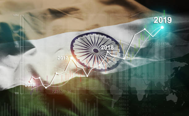 istock Growing Statistic Financial 2019 Against India Flag 1077078144