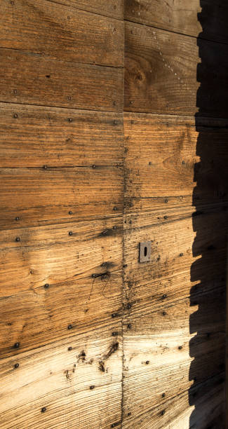 istock Ancient wooden door detail 1077083330