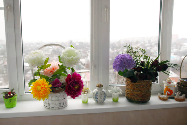 istock flowers beautiful room standing on the sill 1077084122