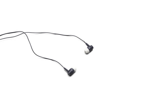 istock black Earphones isolated on white background 1077086642