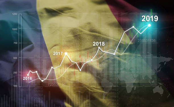 istock Growing Statistic Financial 2019 Against Romania Flag 1077090874