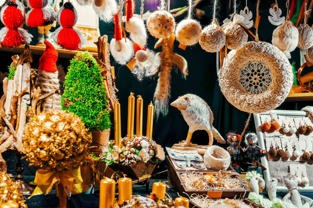 istock Decorations on Christmas market at Riga 1077099770