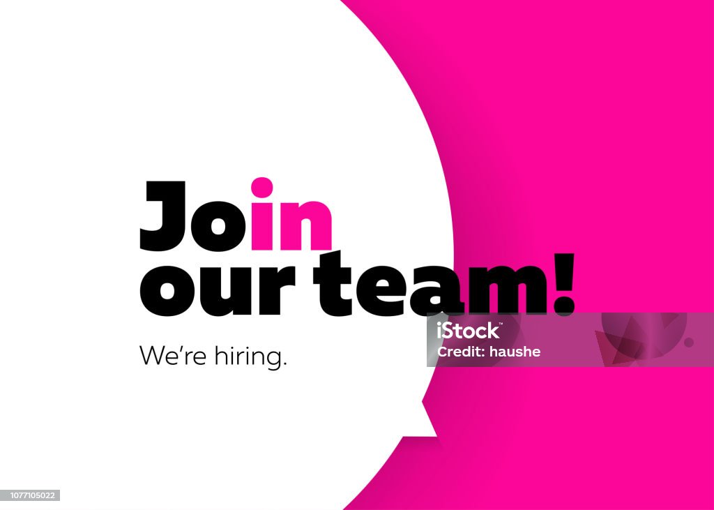 Join Our Team, We are Hiring Vector Background. Trendy Bold Black Typography. Job Vacancy Card Design. Hiring Minimalist Poster Template, Looking for Talents Advertising, Open Recruitment Creative Ad. Help Wanted Sign stock vector