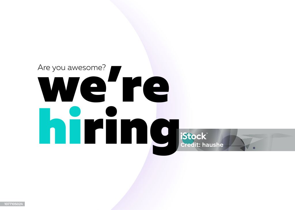 We are Hiring Vector Background. Trendy Bold Black Typography. Job Vacancy Card Design. Join Our Team Minimalist Poster Template, Looking for Talents Advertising, Open Recruitment Creative Ad. We are Hiring stock vector