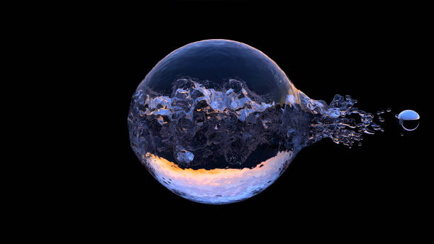 istock A Small Chrome ball which was exploded a large Water Ball 1077105436