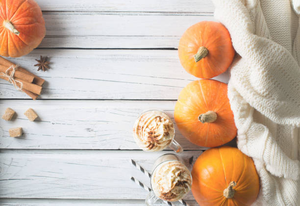 istock Pumpkins spice latte with pumpkins 1077106448