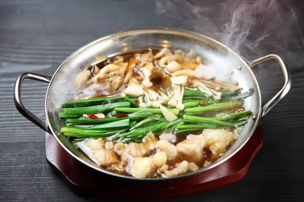 studio shot of Motsu-Nabe giblet hotpot