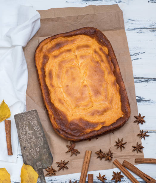 istock whole rectangular pie of cottage cheese and pumpkin 1077113472