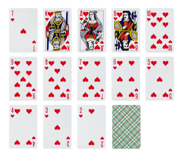 istock Set of hearts playing cards isolated on white 1077122376