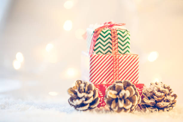 istock Christmas background with snow and presents 1077125052