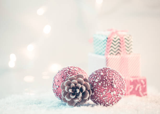 istock Christmas background with snow and presents 1077125334