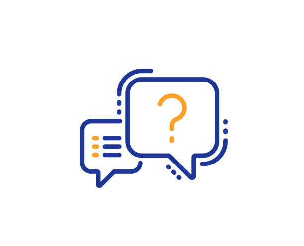 Question mark line icon. Quiz chat bubble sign. Vector Question mark line icon. Quiz chat bubble sign. Colorful outline concept. Blue and orange thin line color Question mark icon. Vector question mark stock illustrations