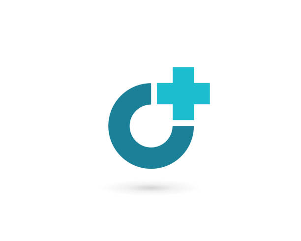 krzyż lub plus z literą o projekt ikony logo - zero stock illustrations