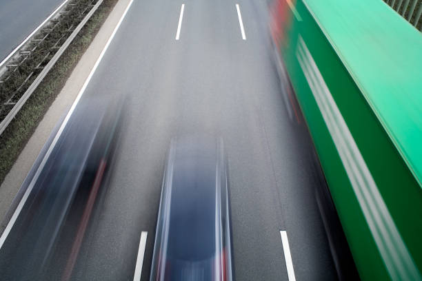 istock Traffic on the highway - view from above 1077132588