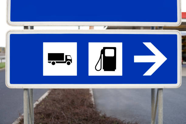 istock Traffic sign at petrol station 1077132626