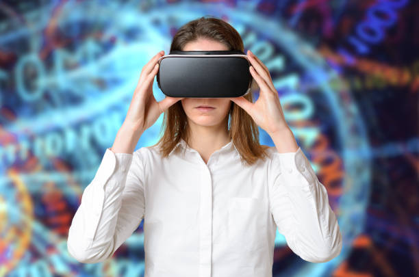 istock Woman touching 3D goggles on her head 1077136018