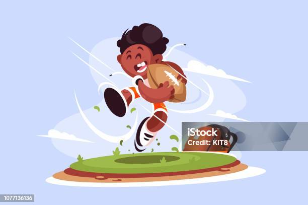 Little Boy Playing Rugby Outside Stock Illustration - Download Image Now - Rugby - Sport, Child, Soccer
