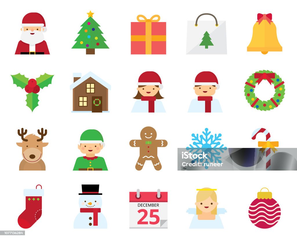 Flat Christmas Icons and Avatars | Kalaful series Set of 20 flat Christmas and Avatars. Christmas stock vector
