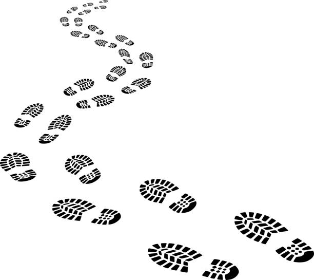 footprints receding footprints shoe print stock illustrations