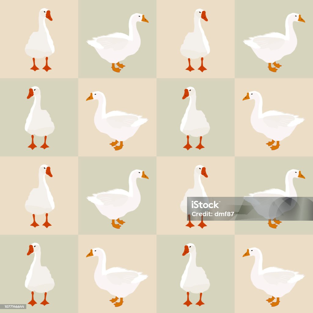 Goose Graph Pattern Seamless White Goose Pattern On Squares Vector Eps 10 Stock ...