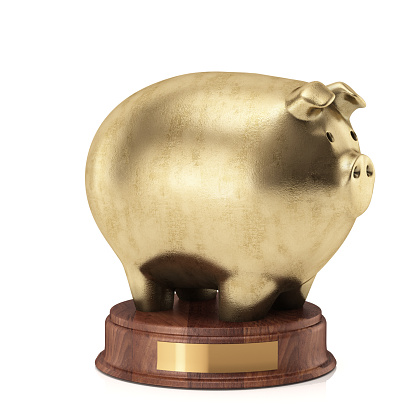 Golden Piggy Prize on white
