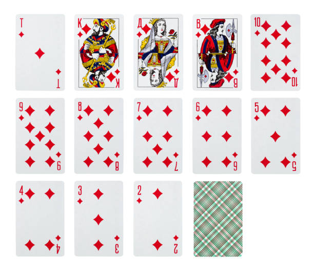 istock Set of diamonds playing cards isolated on white 1077149440