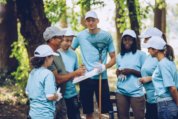 istock Group of volunteers talking 1077156868