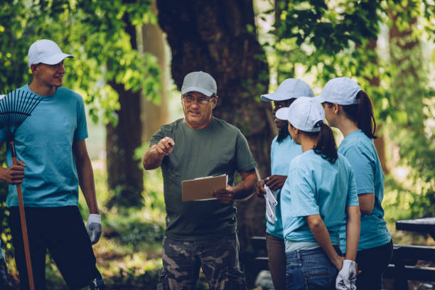 istock Group of volunteers organizing 1077157110