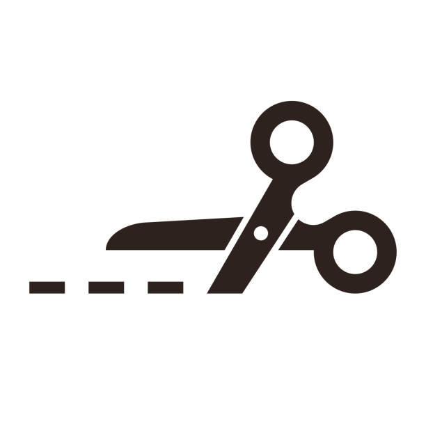 vektör makasla kesme hatları - kesmek stock illustrations