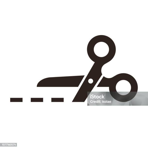 Vector Scissors With Cut Lines Stock Illustration - Download Image Now - Scissors, Icon Symbol, Cutting