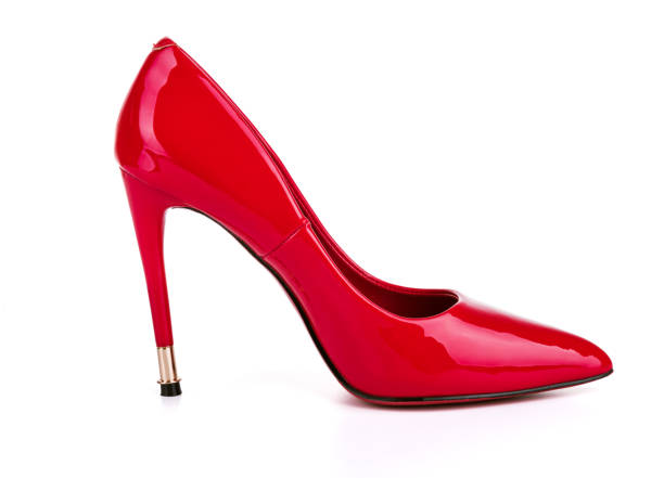 istock Red high heel women shoe isolated on white 1077164040