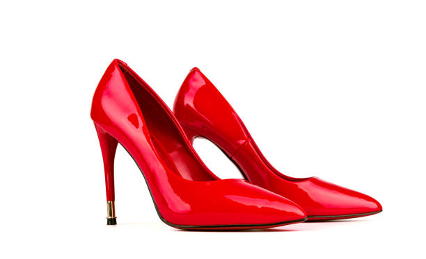 istock Red high heel women shoes isolated on white background 1077164084