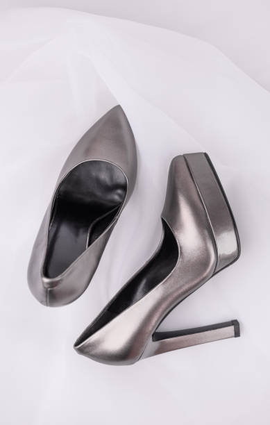 istock Elegant silver high heel women shoes 1077167812