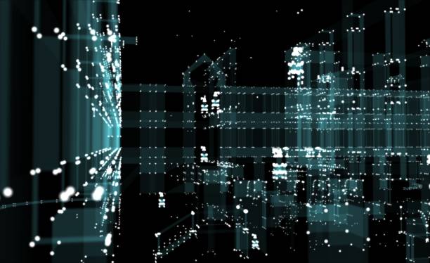 istock Abstract 3D rendered city of lines and dots 1077168756
