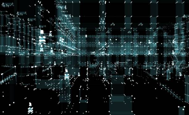 istock Abstract 3D rendered city of lines and dots 1077168774