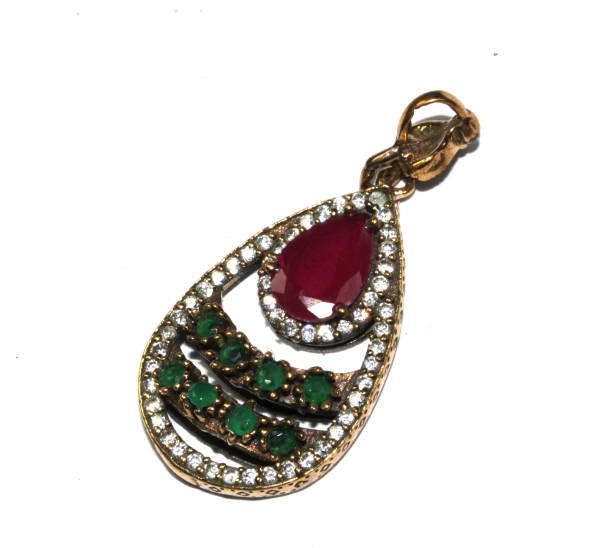 istock Antique Brooch Jewellery on White Background 1077171556