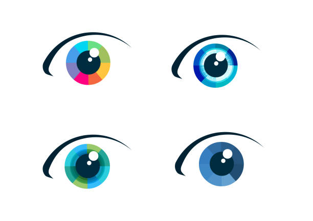 Eye icon set eye symbols. flat eye sign vector human eye stock illustrations