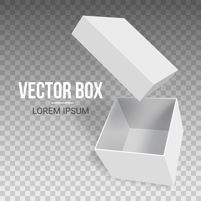 Empty Box Simple Image White Empty Box With An Open Lid On A Transparent Background Stock ...