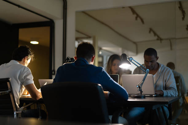 istock Business meeting at night 1077182864