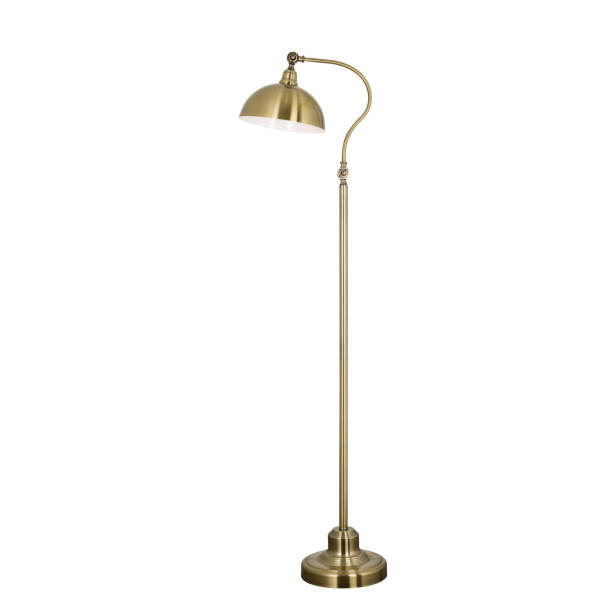 Floor lamp made of yellow metal in a classic style Isolated object on white background floor lamp stock pictures, royalty-free photos & images