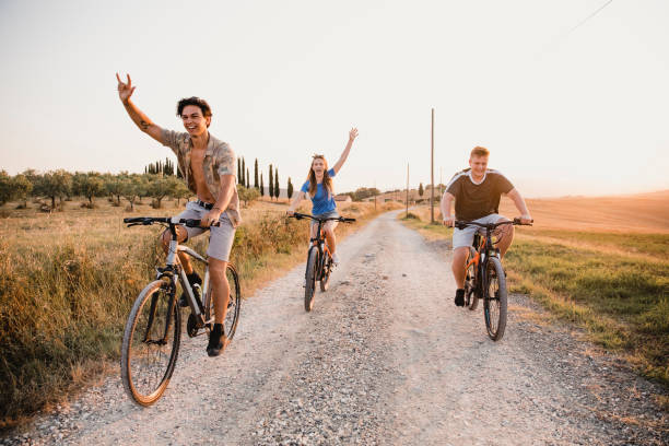 Young People Biking in Italy