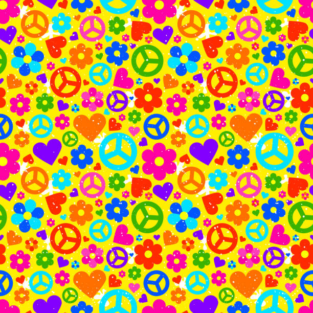 Hippie background. Vector illustration Hippie ornate background. Colorful seamless pattern with many object. Vector illustration hippie fashion stock illustrations