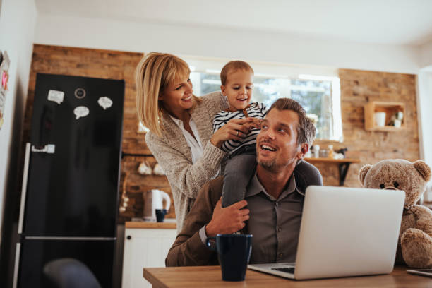 Happy little family Happy little family having fun in the kitchen Petrovaradin stock pictures, royalty-free photos & images